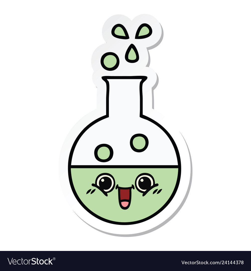 Sticker of a cute cartoon test tube