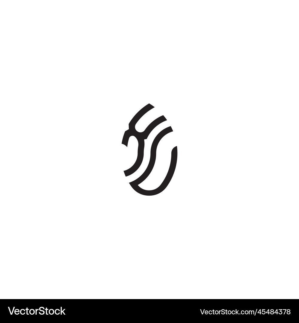 Xv leaf shape line initial concept with high Vector Image