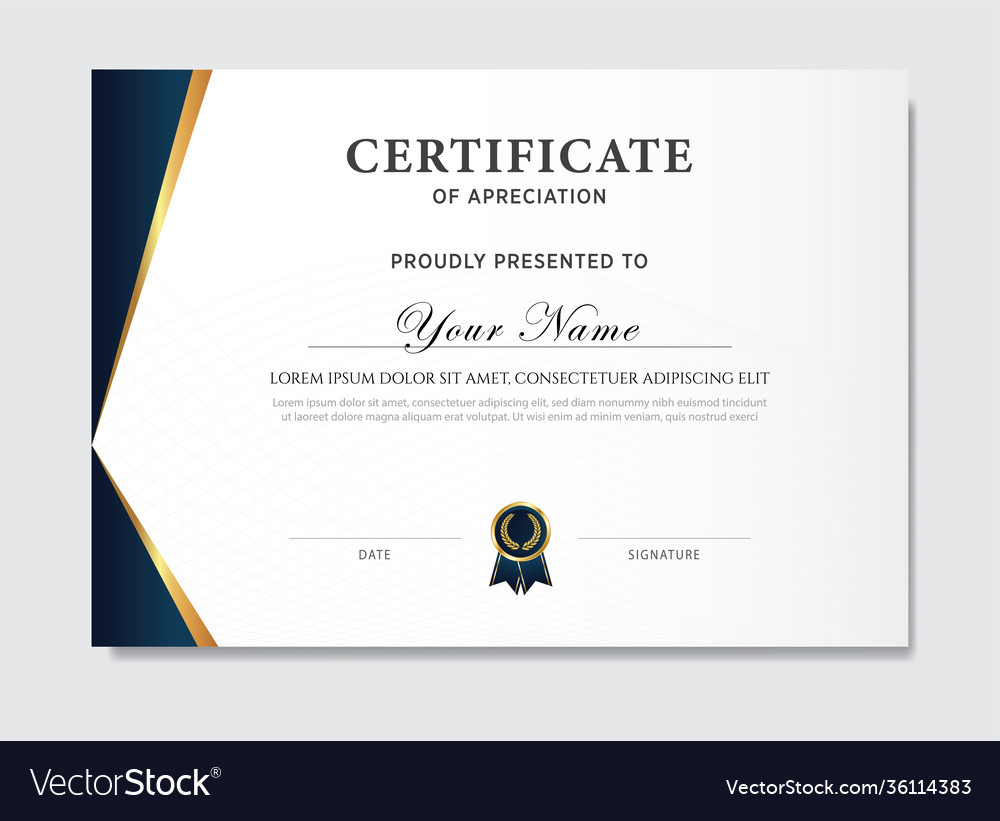 Creative certificate appreciation award Royalty Free Vector