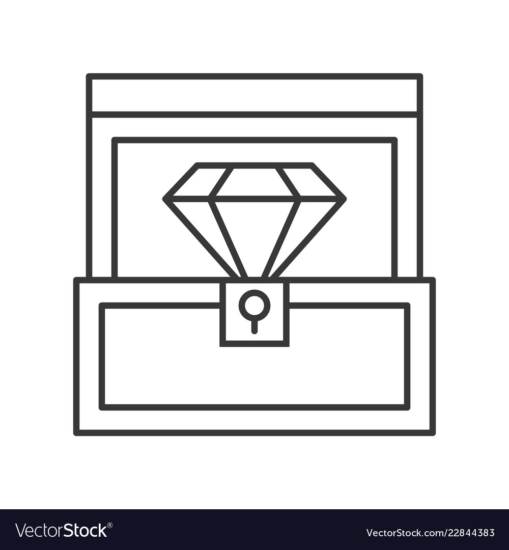 Diamond in box jewelry related outline icon