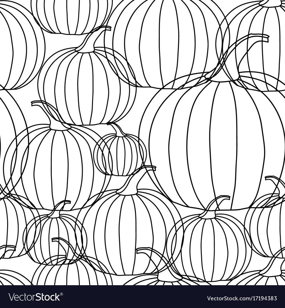 Halloween background - black line pumpkin on Vector Image