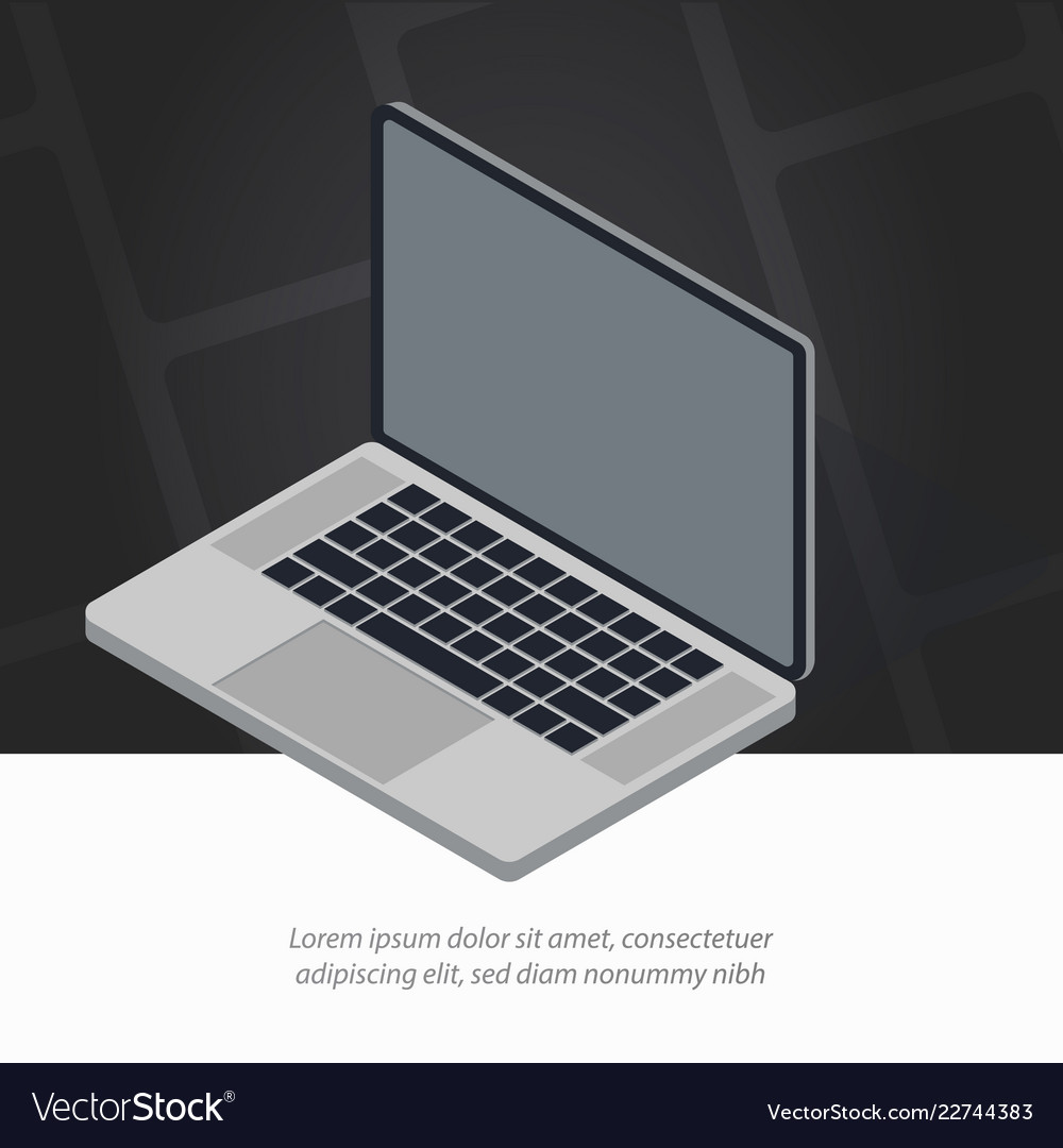 Opened isometric laptop