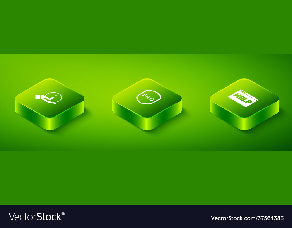 Set isometric shield with text faq browser help vector image Set isometric shield with text faq browser help