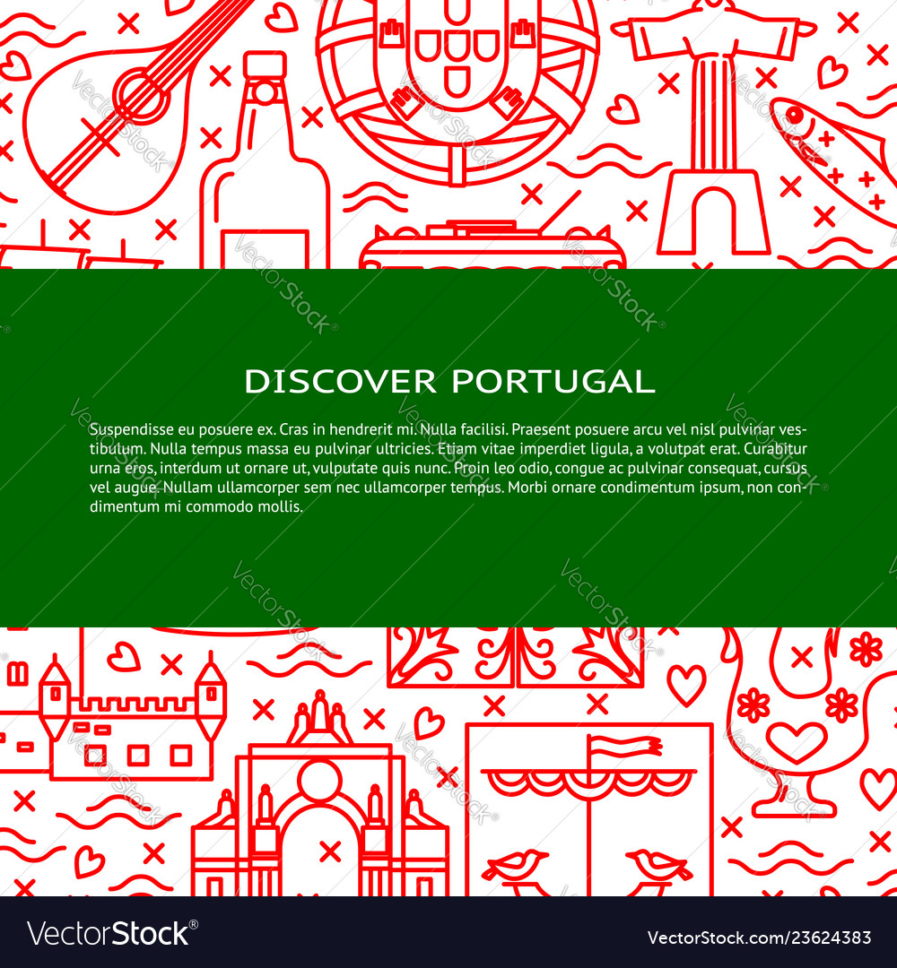 Travel portugal concept banner template in line