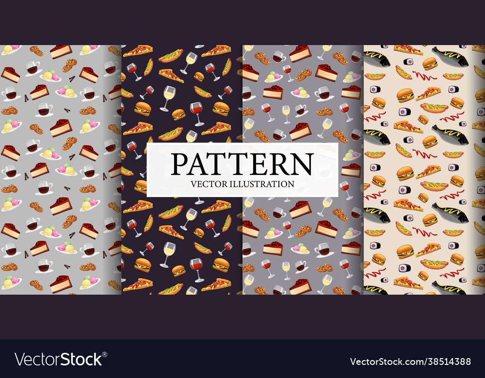Assembly seamless patterns different food from