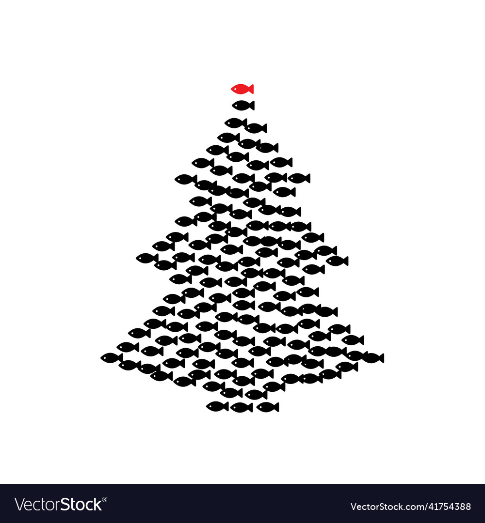 Christmas tree shape made of fish icons