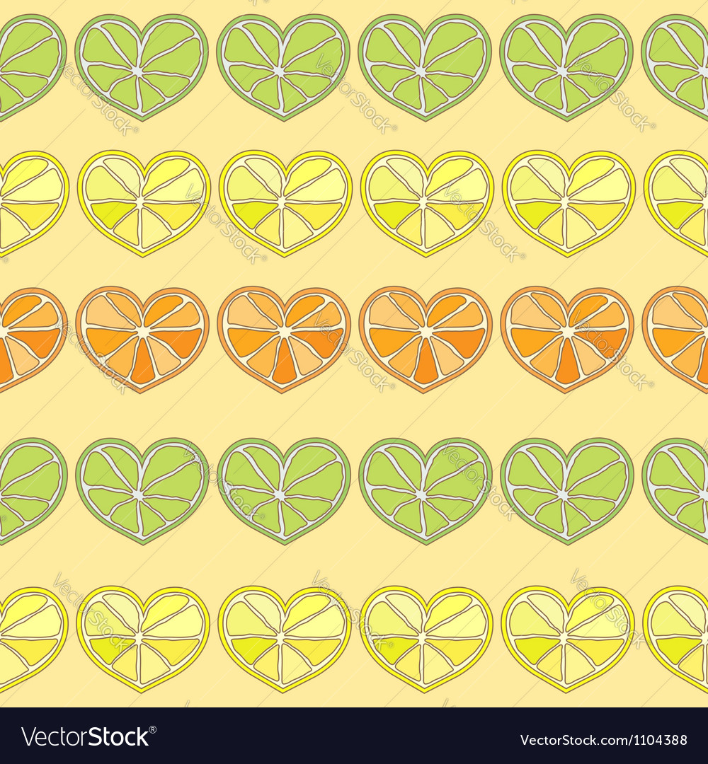 Citrus hearts seamless pattern