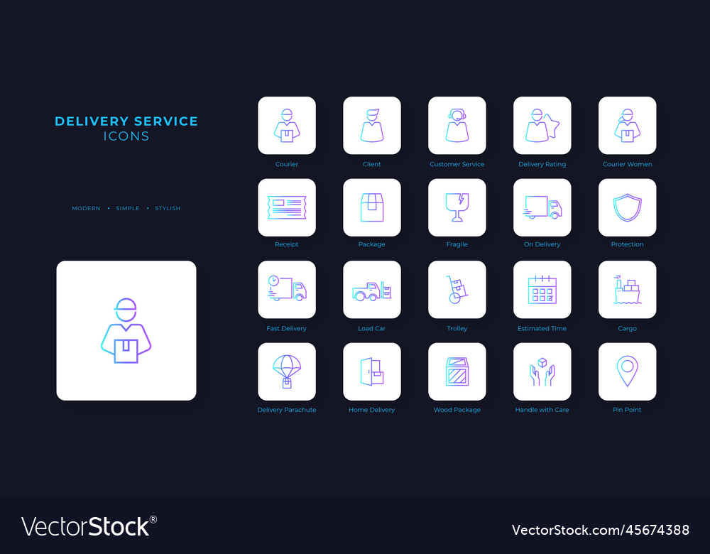 Delivery service icon set with blue gradient