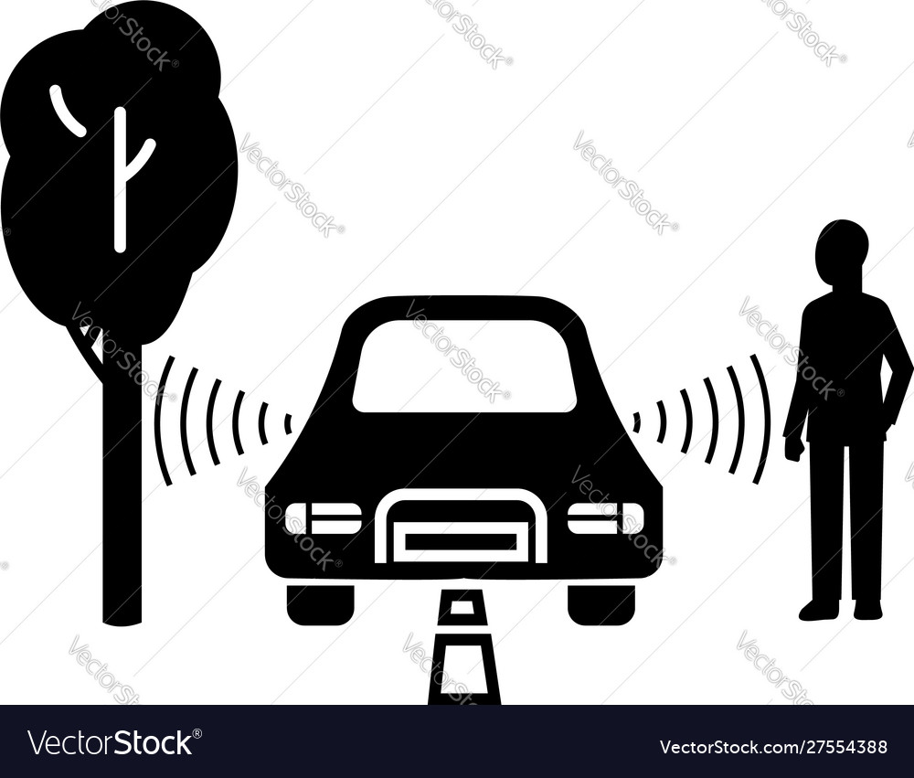 Driverless car object detection icon simple style Vector Image