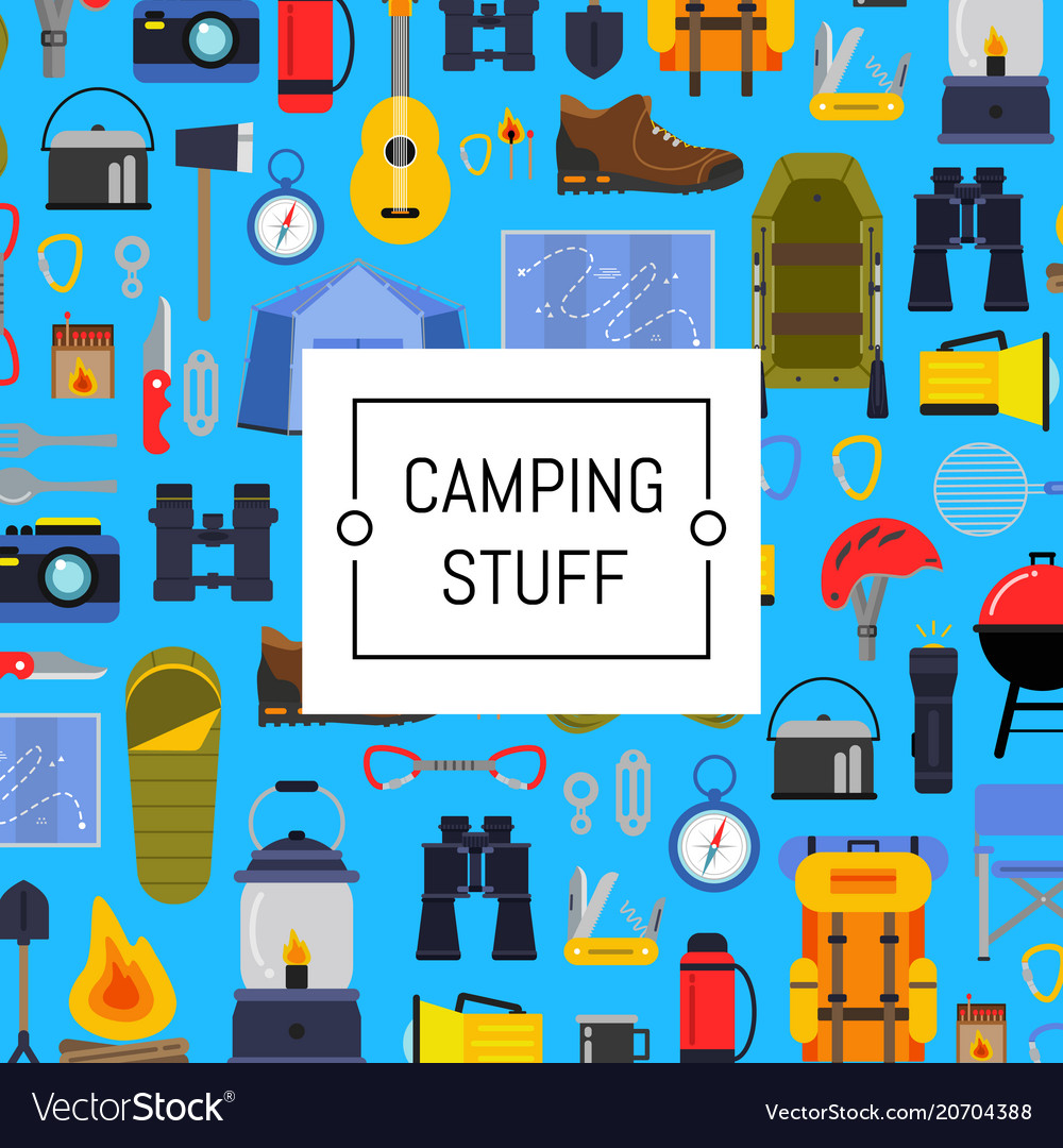 Flat style camping background Royalty Free Vector Image