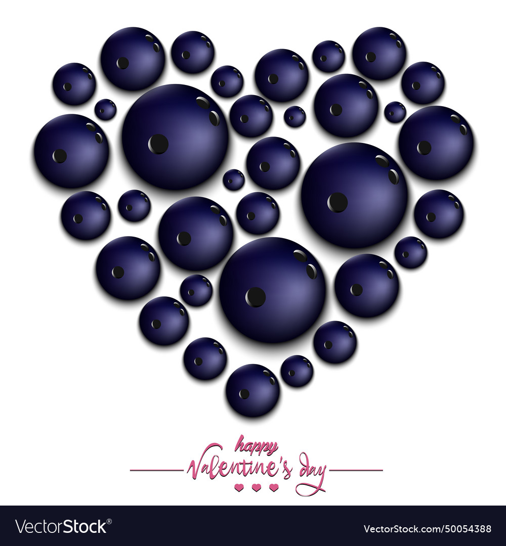 Happy valentines day heart made of bowling balls