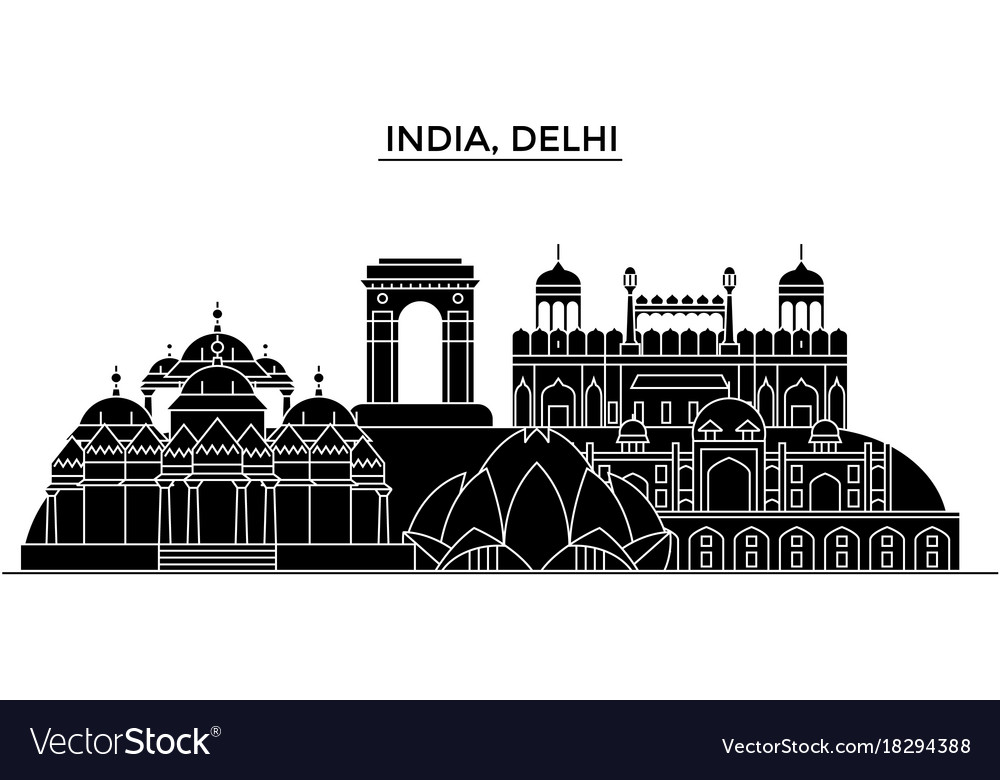 India delhi architecture urban skyline with Vector Image