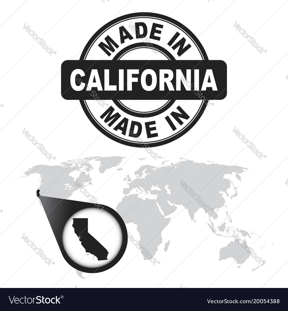 Made in california america usa stamp world map