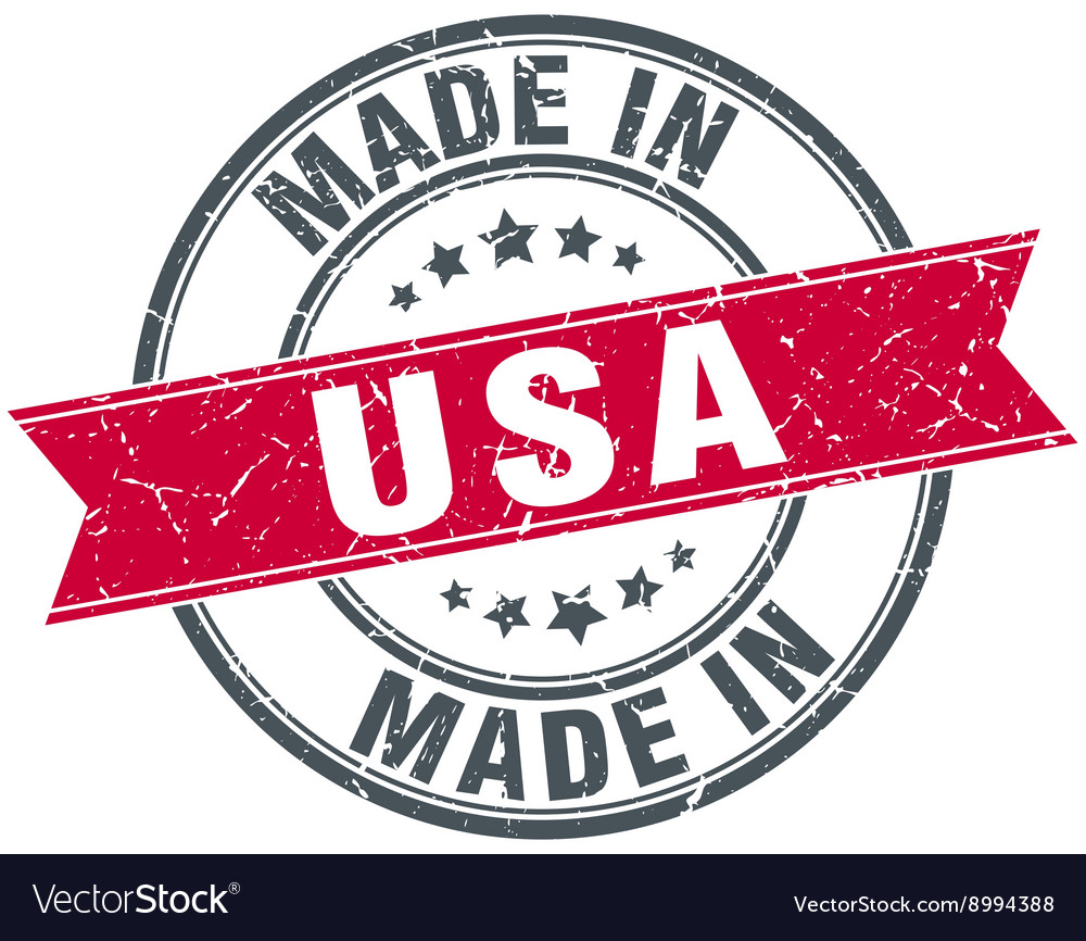 Made in usa red round vintage stamp