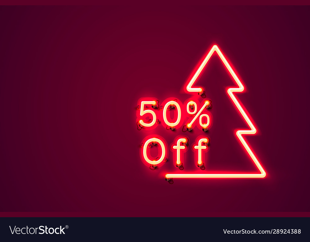 Merry christmas sale 50 off neon number