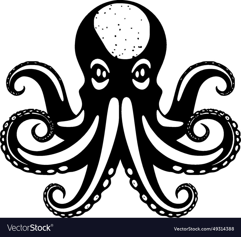 Octopus - black and white Royalty Free Vector Image