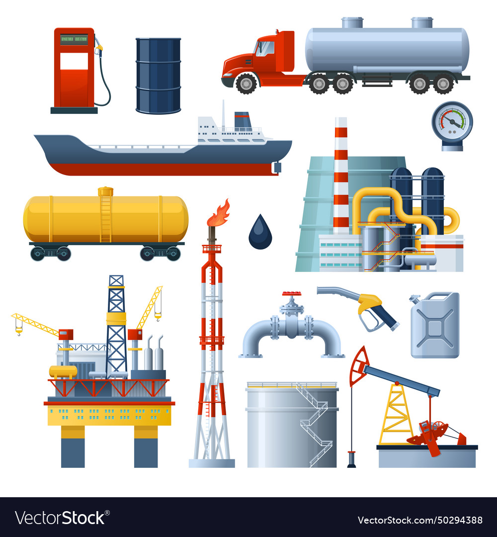 Oil industry elements set Royalty Free Vector Image