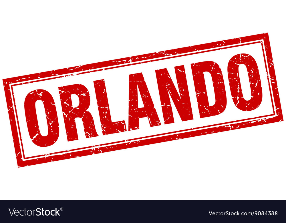 Orlando red square grunge stamp on white