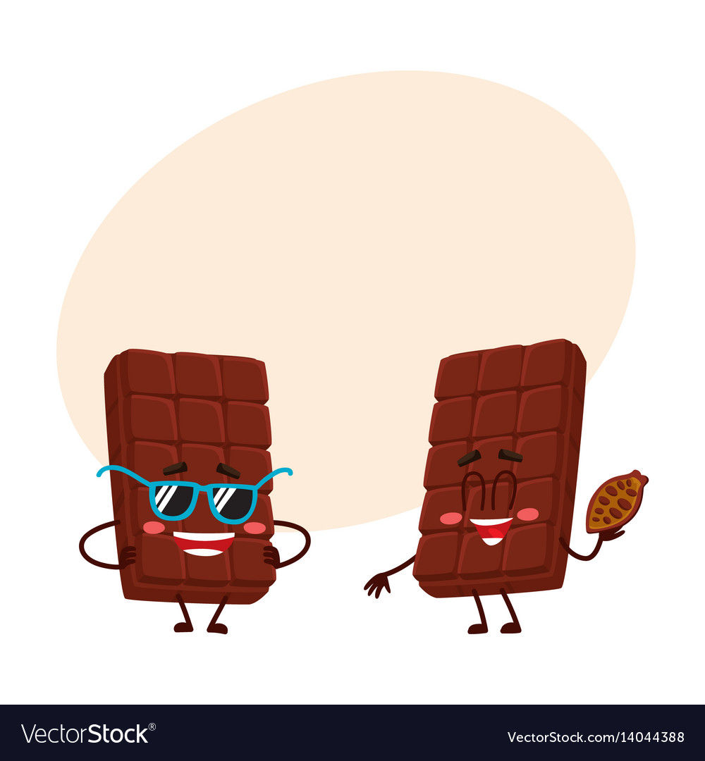 Two chocolate bar characters in sunglasses