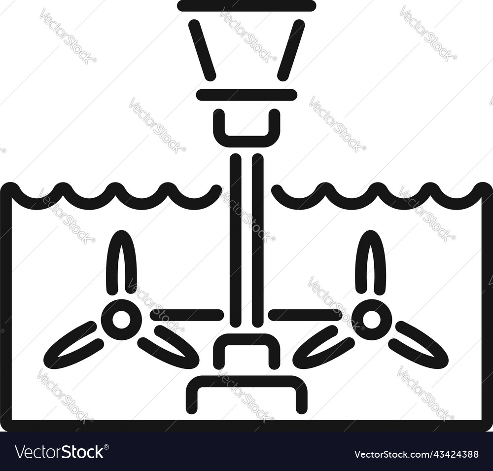 Water turbine icon outline hydro plant Royalty Free Vector