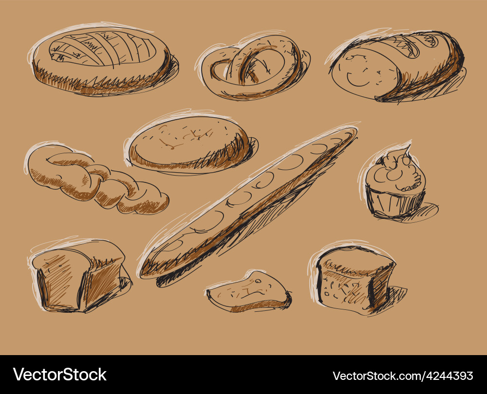 Bread set Royalty Free Vector Image - VectorStock