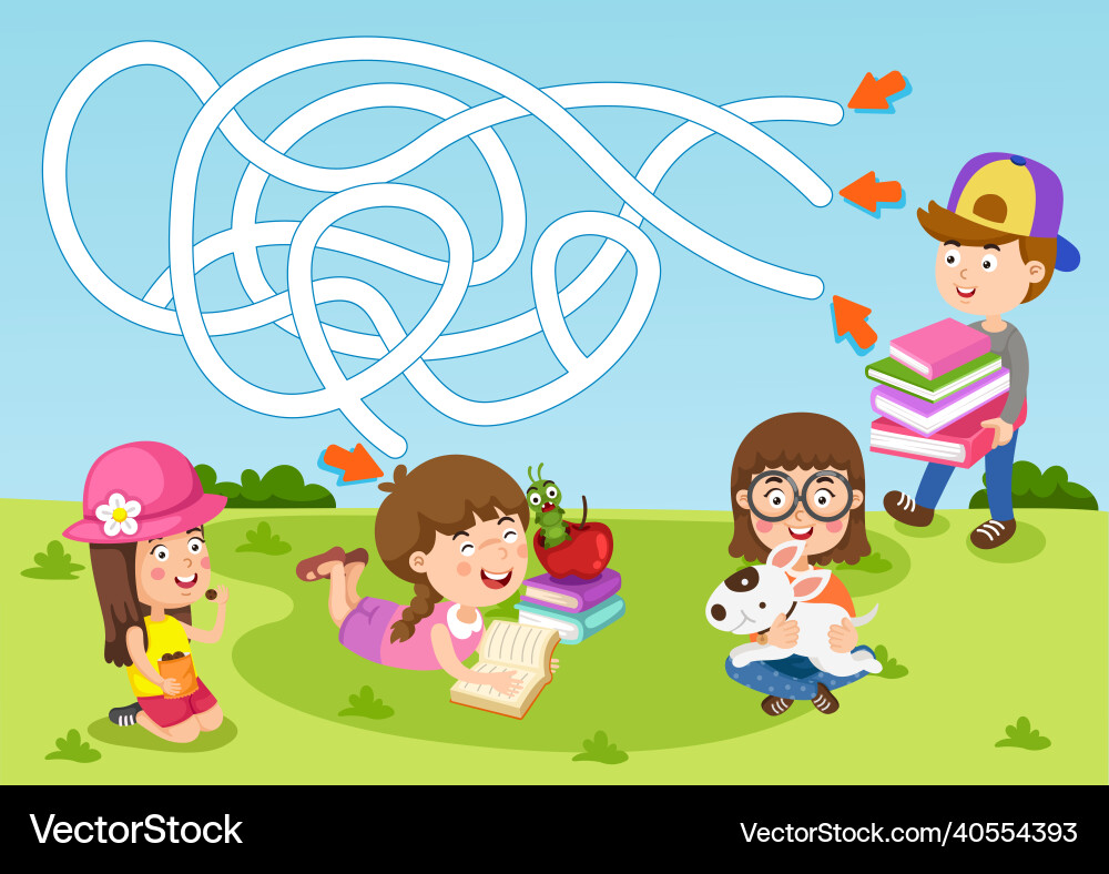 Educational maze game for children Royalty Free Vector Image