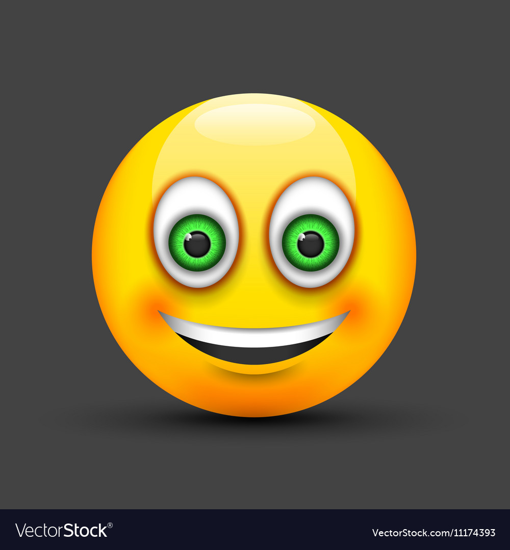 Emoji smiling green eyes Royalty Free Vector Image