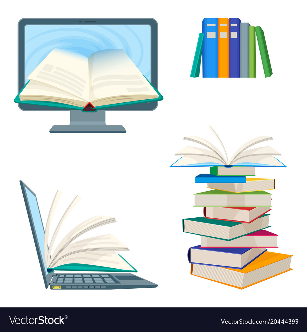 Online encyclopedia poster with computer and Vector Image