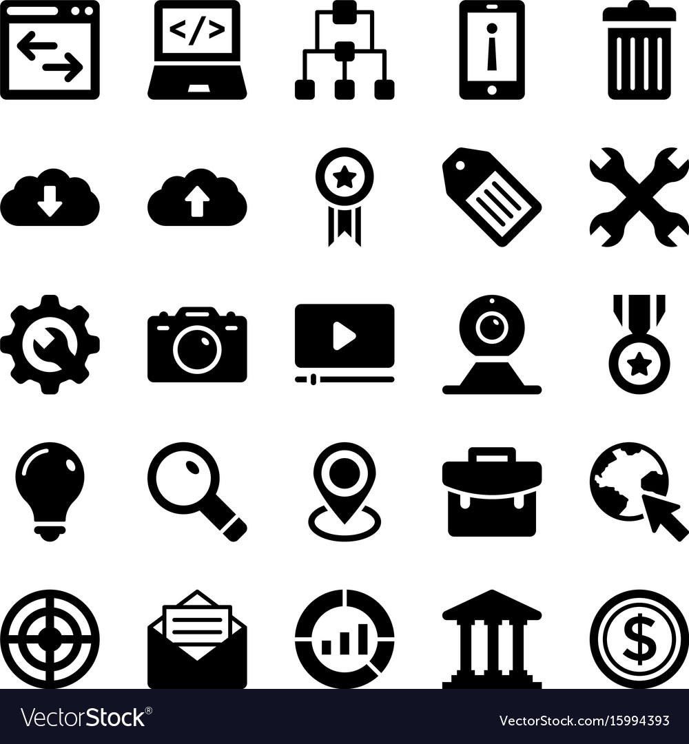 Seo And Digital Marketing Glyph Icons 6 Royalty Free Vector 2358