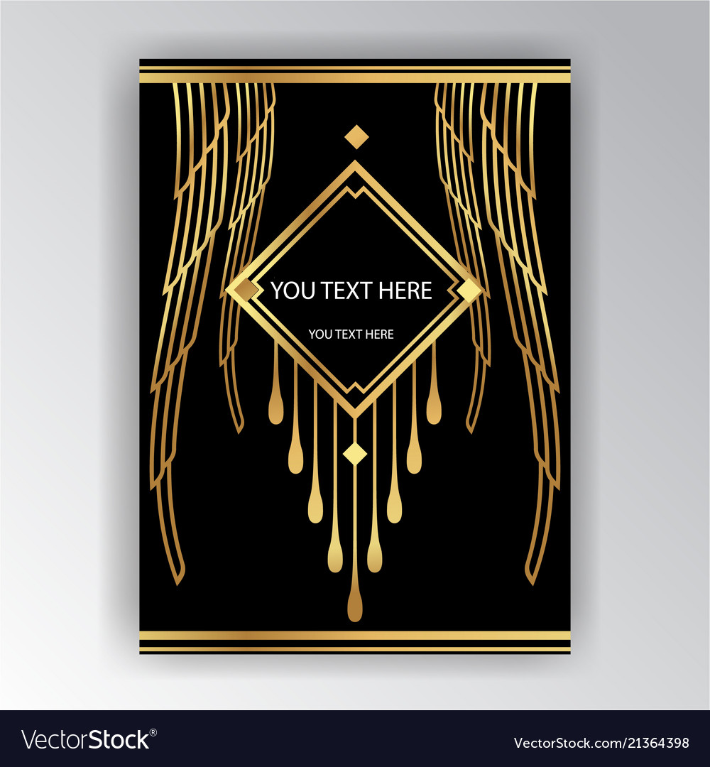 art deco template golden black a4 page menu vector image