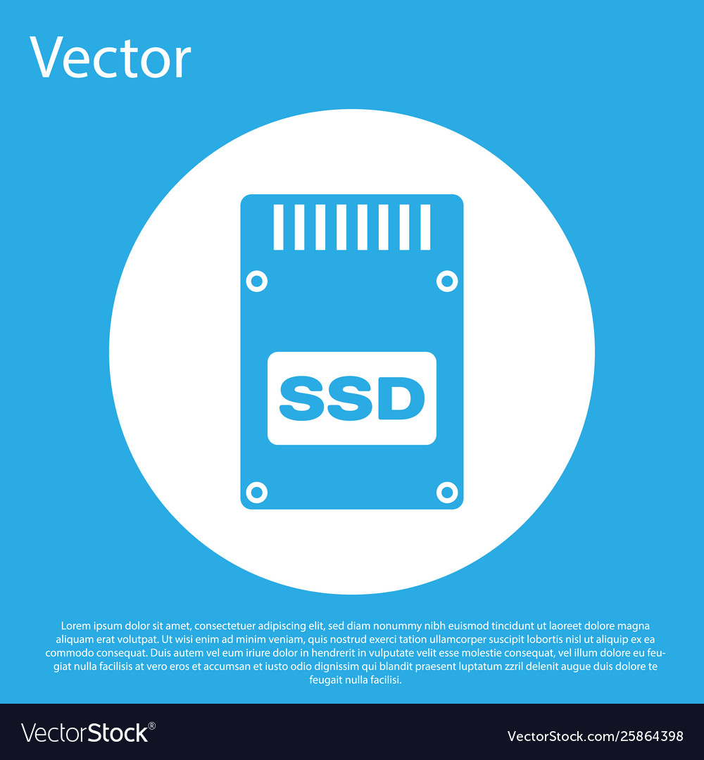 Blue ssd card icon isolated on background