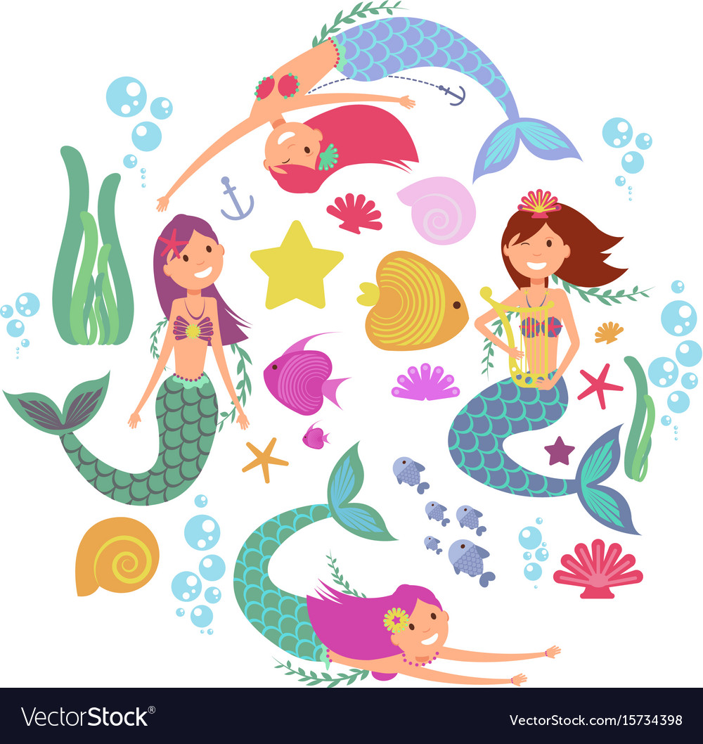 Cartoon Mermaid Swimming