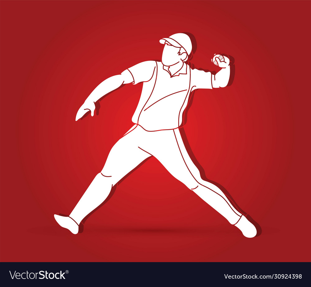 Cricket player action cartoon sport graphic