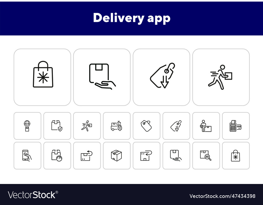 Delivery app icon set Royalty Free Vector Image