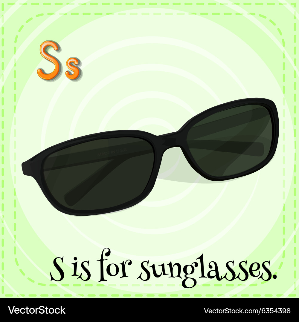 Flashcard alphabet s is for sunglasses Royalty Free Vector