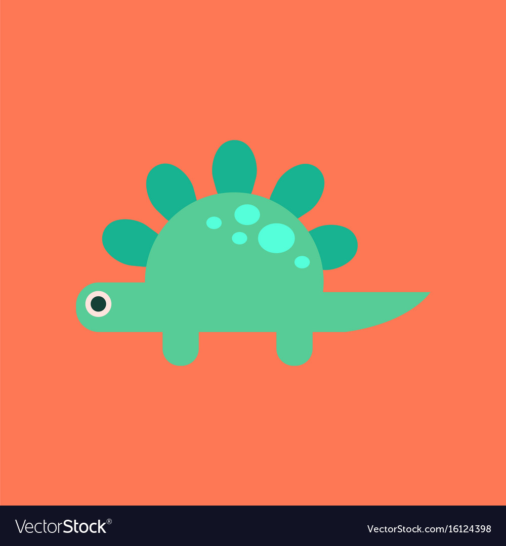 Flat icon on background cartoon dinosaur