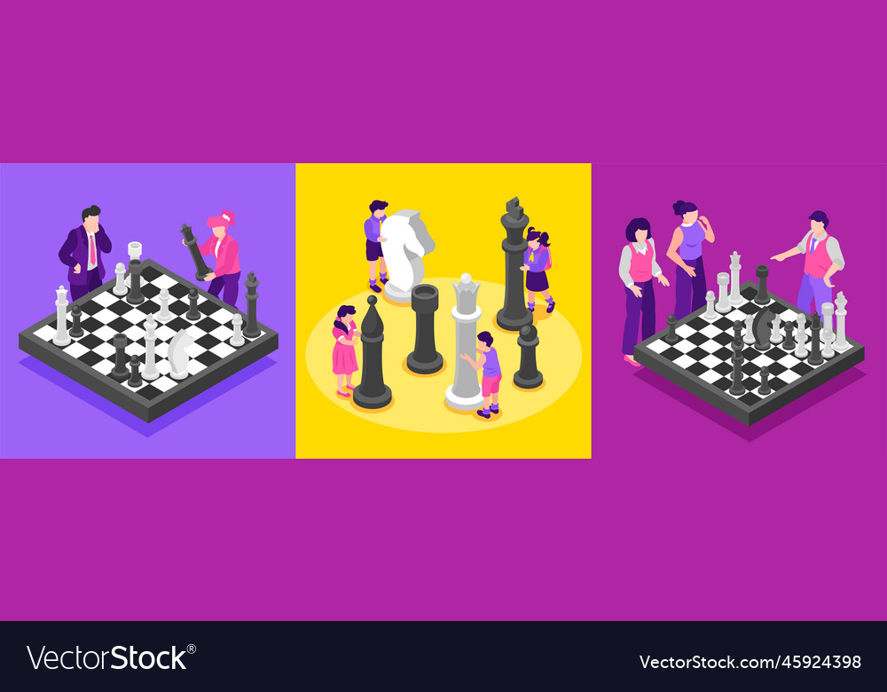 Isometric chess compositions set Royalty Free Vector Image