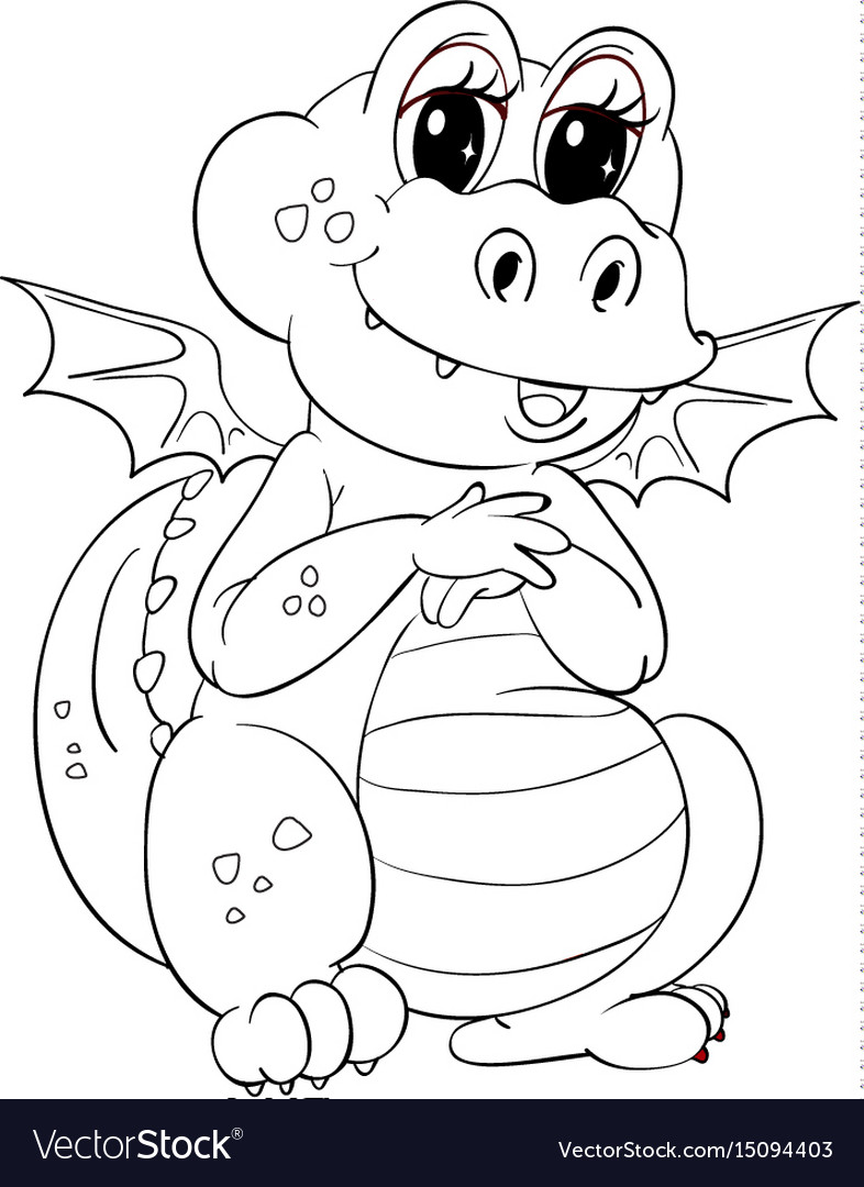 Animal outline for cute dragon Royalty Free Vector Image