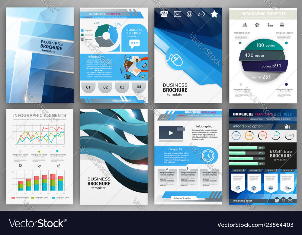 Blue business brochure template with infographic