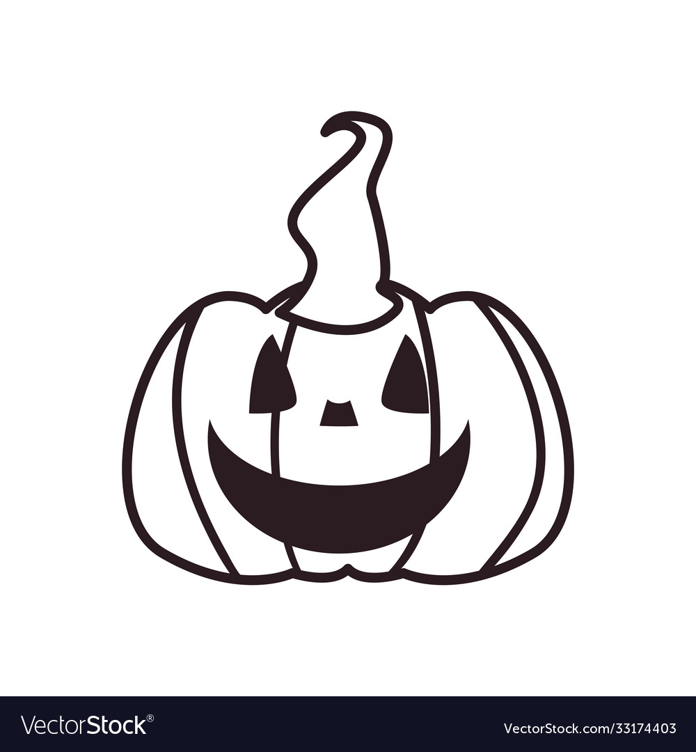 Happy pumpkin cartoon free form line style icon