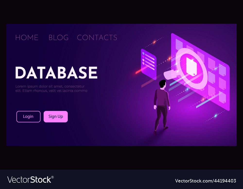 Man stands in front of database searching for file
