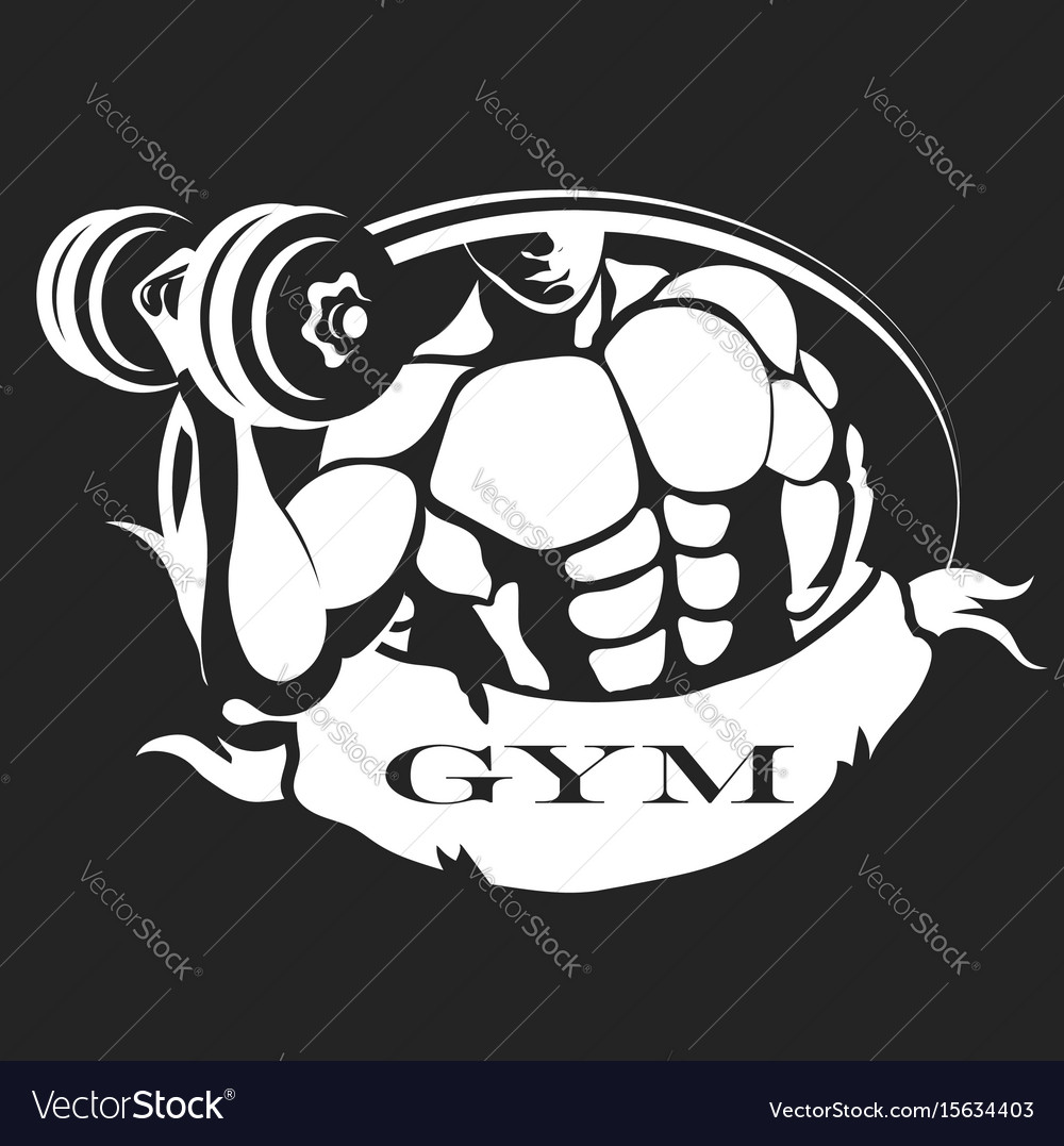 Man with dumbbell symbol Royalty Free Vector Image