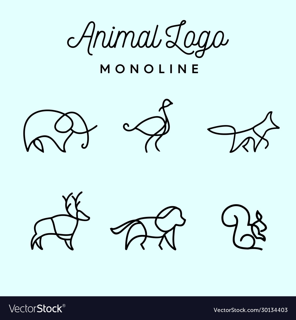 Minimalist sign animal mono line logo