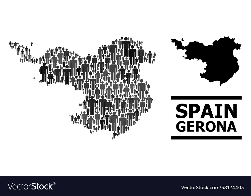 People mosaic map gerona province Royalty Free Vector Image