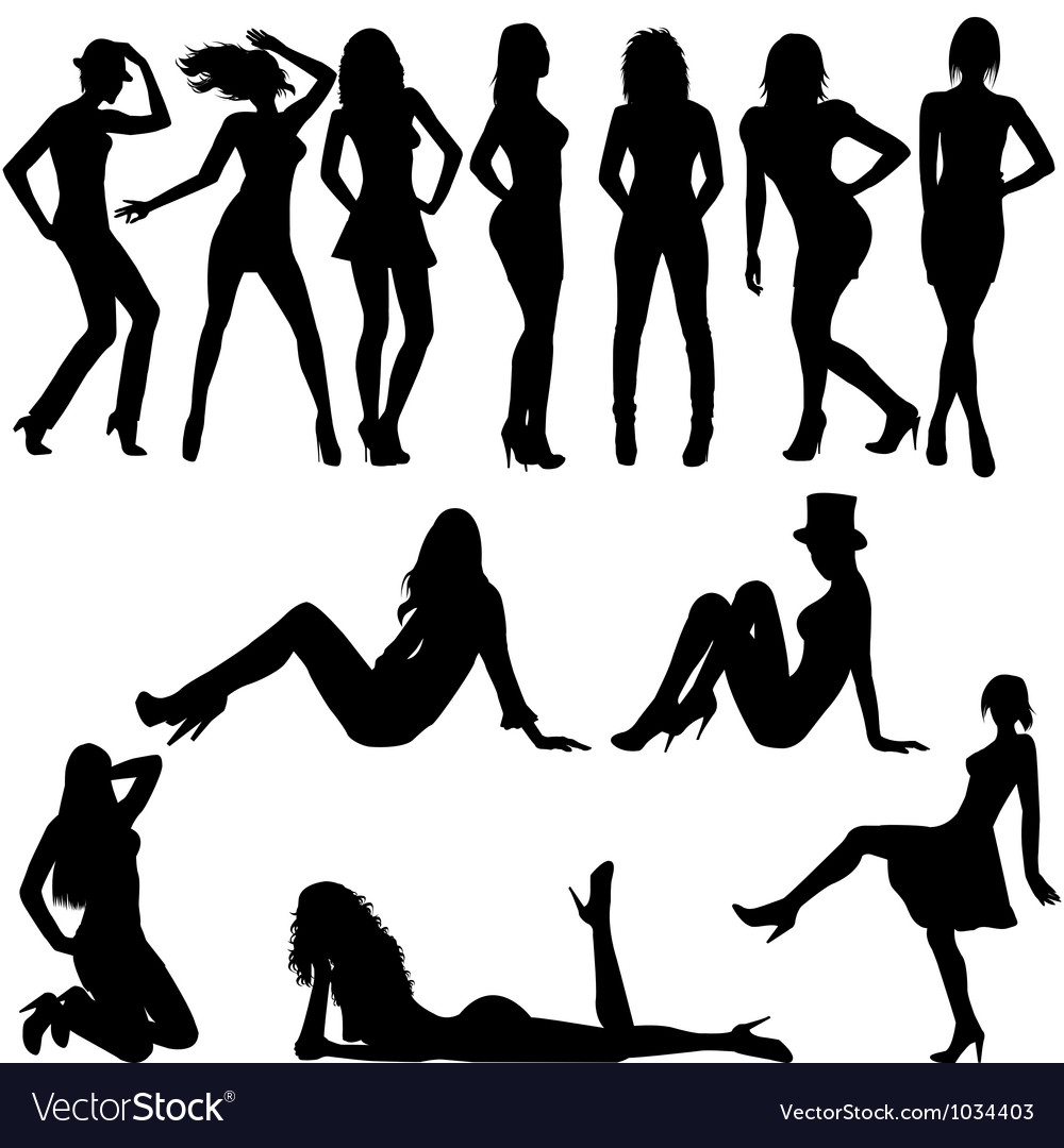 Set Of Sexy Women Silhouettes Royalty Free Vector Image 