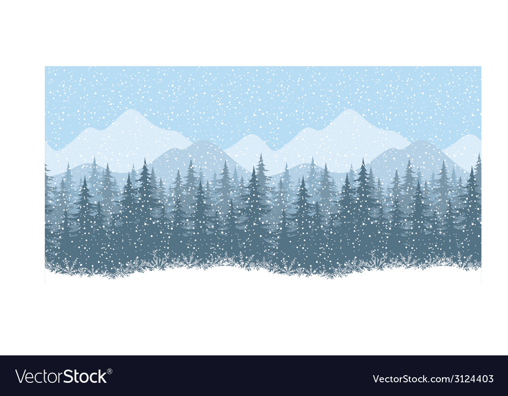 Winter Mountain Landscape with Snow-Covered Trees