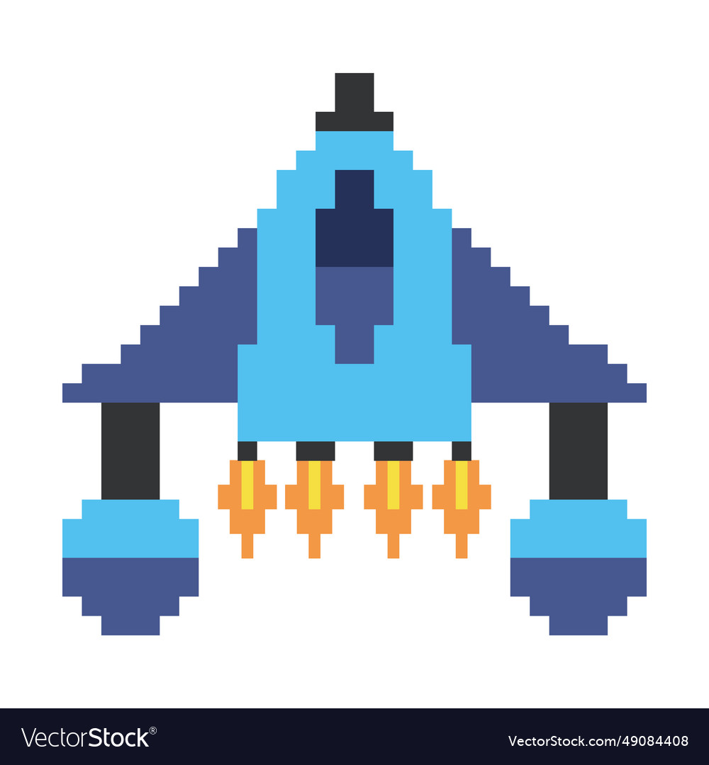 Battle ship pixels blue Royalty Free Vector Image