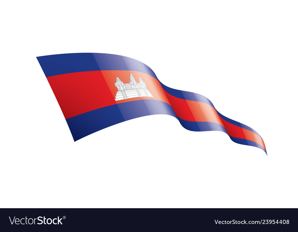 Cambodia flag on a white Royalty Free Vector Image