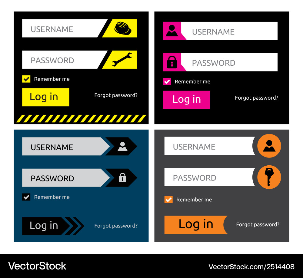 Flat login form3 Royalty Free Vector Image - VectorStock
