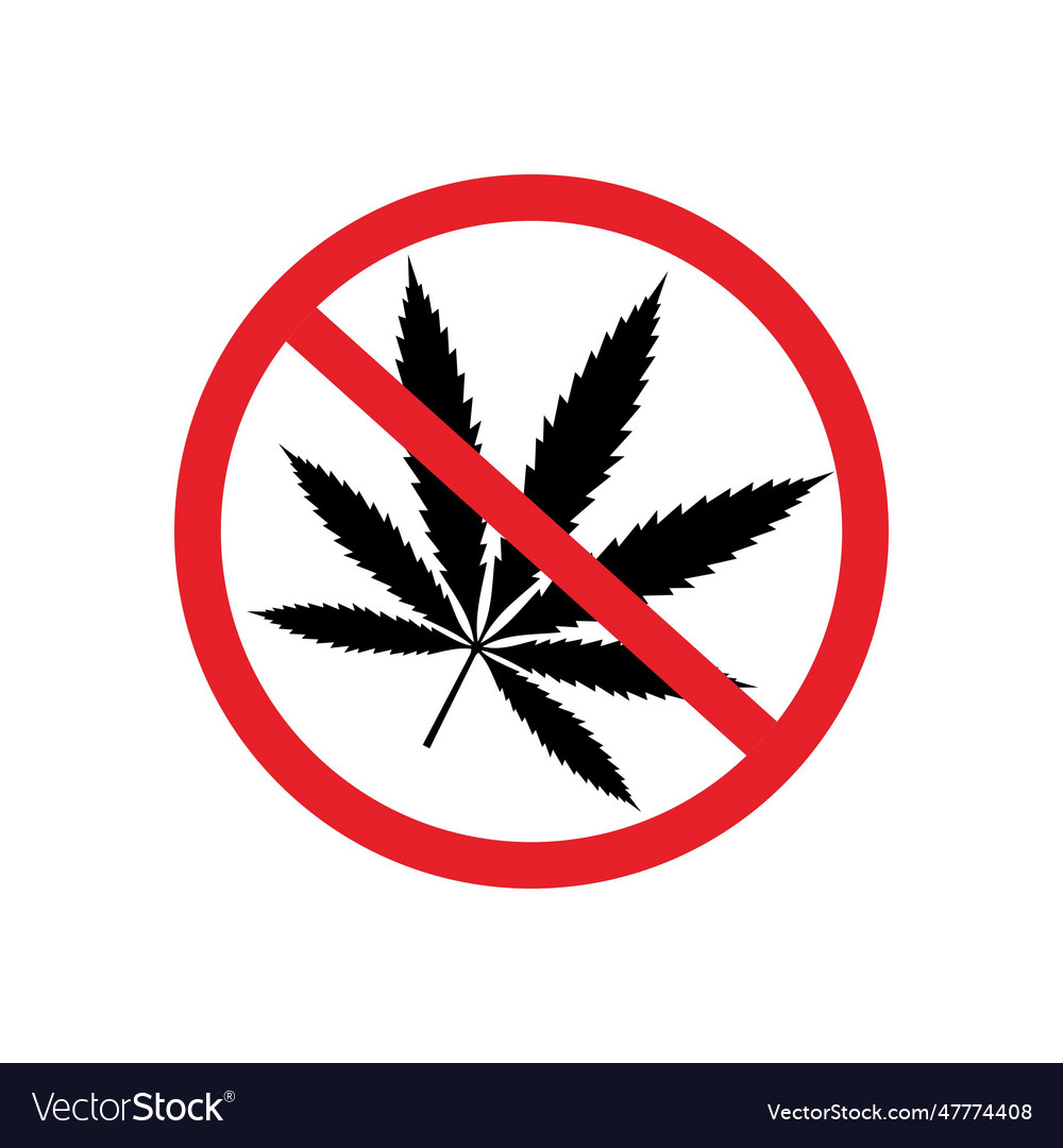 Forbidden sign marijuana leaf